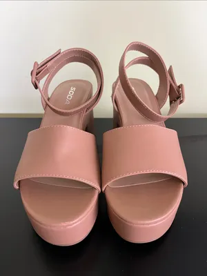 Soda Mylo nude-colored platform sandals featuring a chunky block heel thumbnail 4