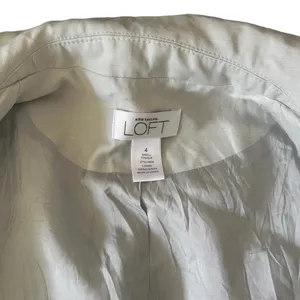 Loft ANN TAYLOR Blazer Khaki Light gray Size 4 Silk Linen Business Formal thumbnail 8