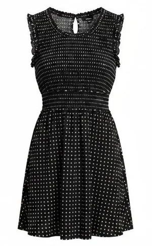Madewell Dress Sz 10 Black White Polka Dot Smocked Ruffle Mini Sundress Retro thumbnail 1