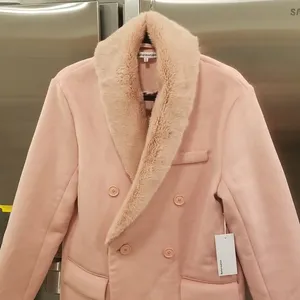 💕REFORMATION💕 Lester Coat ~ Faux Fur Shawl Collar Double Breasted Pink S NWT thumbnail 9