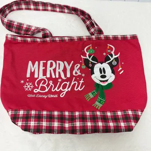 Walt Disney‎ World Mickey Mouse Christmas Ornament Tote Bag Rare Plaid thumbnail 5