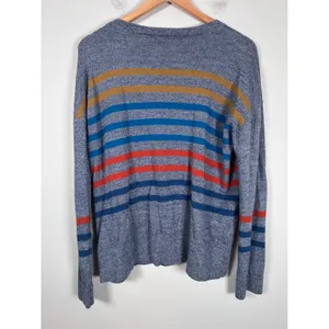 Pendleton Merino Wool Sweater Womens Large Blue Striped Crewneck Cabin Heritage thumbnail 4