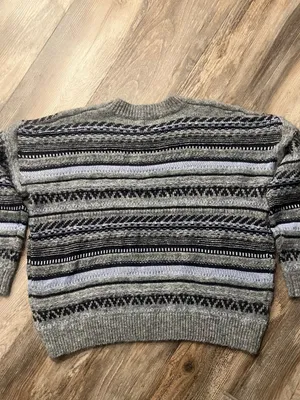 Altar'd State Grey/Blue Fair Isle Crewneck wool blend Sweater thumbnail 4