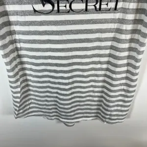 Victorias Secret Supermodel Essentials Striped Silver‎ Metallic Logo Top Medium thumbnail 3
