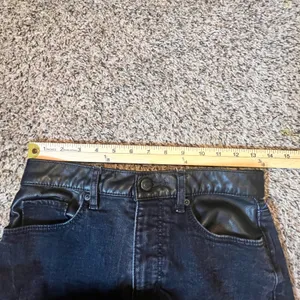 LOFT The Straight‎ High Rise Jeans Faded Black Faux Leather Trim Size 24/00 thumbnail 4