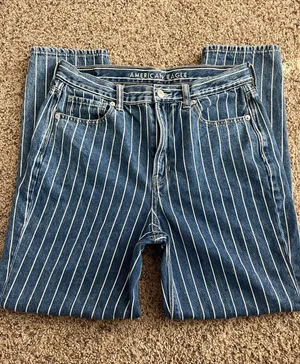 American Eagle Pinstripe Mom Jeans thumbnail 1