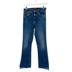Mother the Insider Crop Step Fray Jeans Womens 25 Blue Teaming Up‎ Stretch Denim thumbnail 3