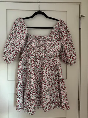 Abercrombie Emerson Puff Sleeve Dress Strawberry thumbnail 4