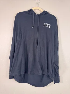 PINK - Victoria's Secret Black Oversized Hoodie Sweatshirt Womens XL Casual thumbnail 9