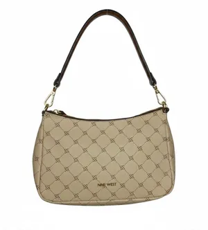 Y2K Vintage Nine West Monogram Cream Brown Shoulder Bag Baguette Bag thumbnail 1