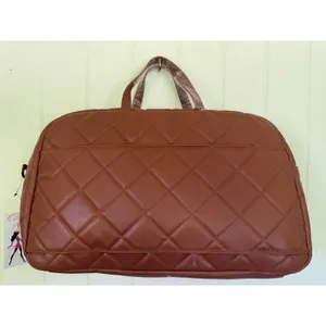 Gilda Paris Brown Quilted Messenger Bag GG Logo Laptop Work Tote New thumbnail 3