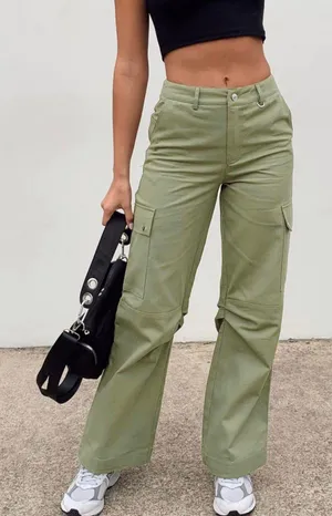 Princess Polly fallout midi cargos in olive green thumbnail 1