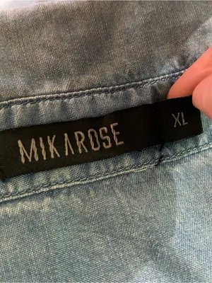 Mikarose Shirt Dress Short Sleeve Drawstring Chambray Blue XL thumbnail 4