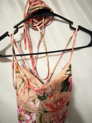 Express Body Contour Lace Up Strappy One Piece Floral Swimsuit size XL thumbnail 4
