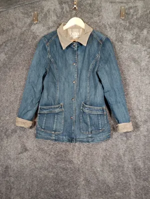 Outback Co Chesterfield Denium Barn Jacket Short Coat Couduroy Collar Cuffs M thumbnail 3