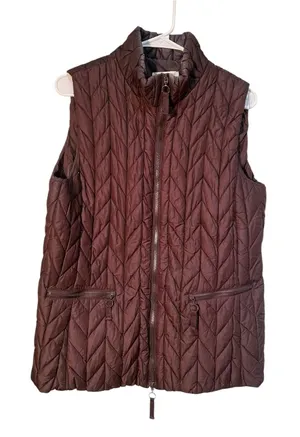 Coldwater Creek Women's Size Medium 10-12 Sleeveless Puffer Vest Chocolate Brown thumbnail 1