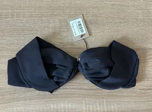 Women's charcoal Bikini Top - Elegant Ruched Design thumbnail 1