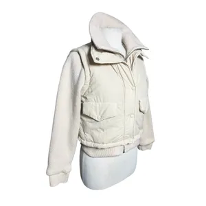 BLANK NYC Women’s Mixed Media Sweater Puffer Zip and Snap Front Jacket thumbnail 3