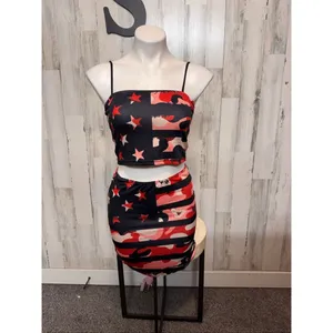 American Flag Camo 2-Piece Crop Top & Mini Skirt Set Women’s Size Small thumbnail 5