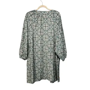 LOFT‎ Outlet Women's XL Green Floral Print 3/4 Sleeve V-Neck Dress thumbnail 8
