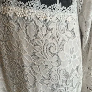 White Floral Lace Mermaid BodyCon Dress Sheer Ruffle Hem Tag XXL (U.S. L) NEW thumbnail 13