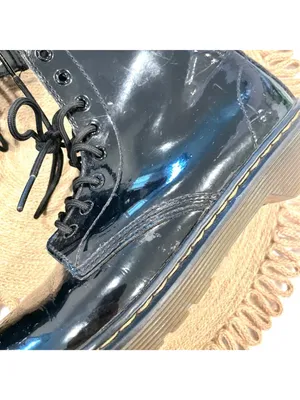 Dr Martens Junior 1460 Patent Leather Lace Up Boots Black 1460J W5 thumbnail 5