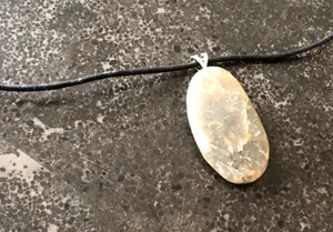 Handmade Awesome Necklace Black Cord W Beach Stone Pendant thumbnail 7