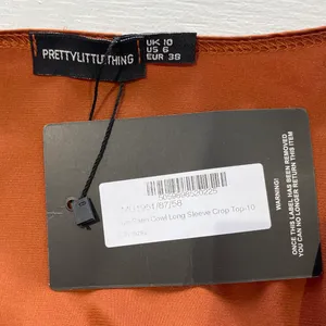 Pretty Little Thing New Satin Cowl Neck Long Sleeve Crop Top Rust Size 6 thumbnail 15