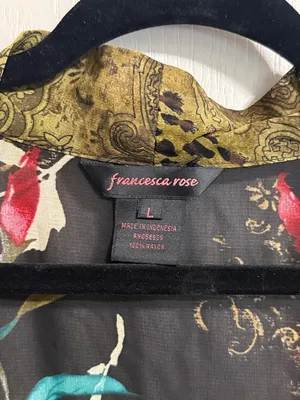 💖 Francesca Rose‎ Sheer Black Floral Kimono Boho Chic Gypsy Indie Romantic thumbnail 4