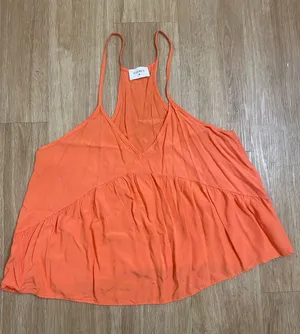 Everly Bright Orange V-Neck Tiered Spaghetti Strap Camisole thumbnail 1