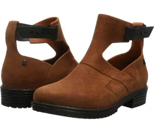 Melissa Antares II Boots Brown Low Cut-Out Suede Buckles Ankle Flat Booties 7 thumbnail 1