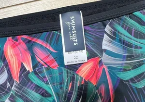 Swimsuits For All Tropical Palm Print High Waisted Bikini Size 1X thumbnail 4