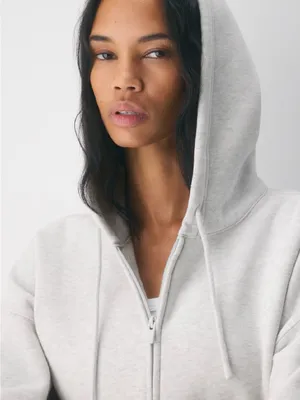 Aritzia Cozy Sweatfleece Mega Zip Hoodie Heather Cloud White thumbnail 4