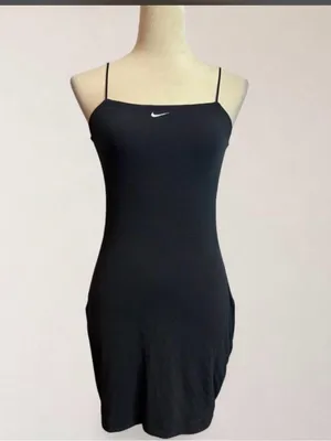 Nike Black Spaghetti-Strap Mini Dress with Swoosh thumbnail 5