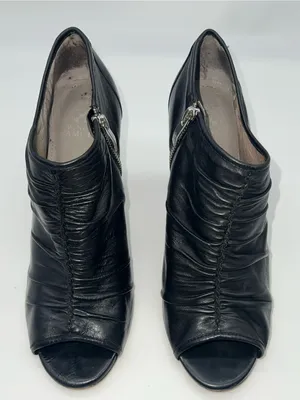 Vince Camuto Ruched Peeptoe Bootie w/Silver Metal Accent Working Zipper-Size 9.5 thumbnail 4