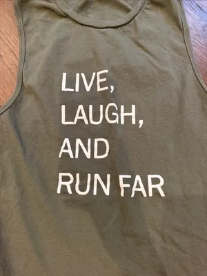 Bella Canvas Green Tank with White 'Live, Laugh, And Run Far' Small - C72-049 thumbnail 2