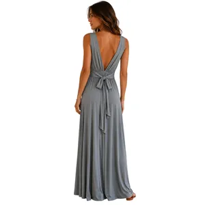 Lulus Surplice Neck Sleeveless Jersey Maxi Dress in Dusty Mint size XS NWT thumbnail 4
