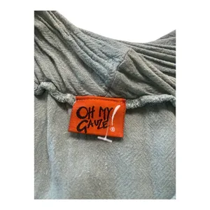 Oh My Gauze! tunic top aqua color sz 1 /small Green thumbnail 4
