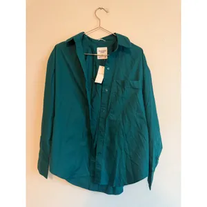 Abercrombie & Fitch Button Up Women XS Green Poplin Shirt Casual Long Sleeve New thumbnail 2