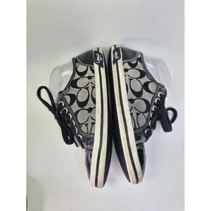 COACH Signature Francesca Sneakers Lace Up Black Grey Women’s Size 5 1/2 B Logo thumbnail 3