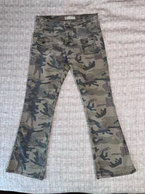 Duplex Y2k / 90s Style Olive Camouflage Bootcut Flare Jeans. Size 8 Petite thumbnail 2