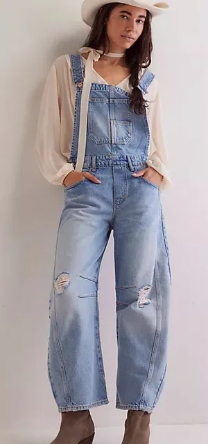 Free people We The Free Good Luck Barrel Overalls thumbnail 1