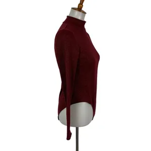 Anthropologie‎ Daily Practice Bodysuit Small Maroon Shimmer Sexy Chic Y2K thumbnail 4