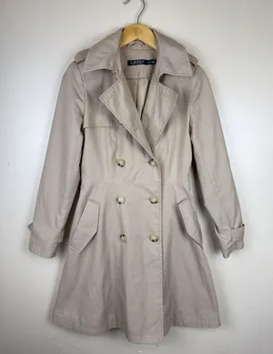 Lauren Ralph Lauren Trench Coat Women’s Size XXS Tan Double Breasted minimalist thumbnail 1
