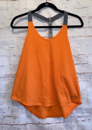 Nike Elastika 2.0 Orange Racerback Tank Gray Straps Medium Dri Fit lightweight thumbnail 1