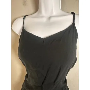 American Eagle Outfitters Black Pom Pom Trim Romper Size Medium Spaghetti Strap‎ thumbnail 4