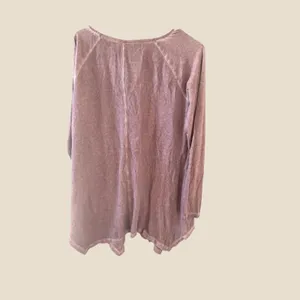 Free People Boho Mauve Waffle Knit Thermal V-Neck Handkerchief‎ Hem Tunic Top S thumbnail 2