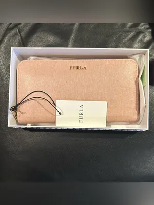 Furla Babylon Moonstone Tan pink leather and viscose zippered wallet. thumbnail 5