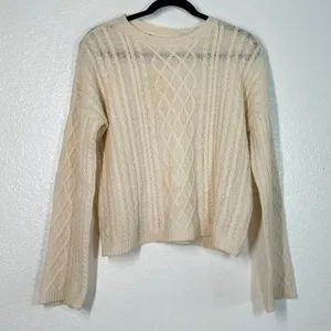 Fishermen Sweater S Cable Knit 1oo% Cashmere Cream Capsule Pullover Reformation thumbnail 2