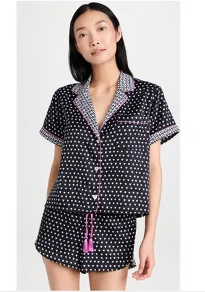 Rare Roller Rabbit x Lele Sadoughi Black Heart Polo Pajamas thumbnail 1